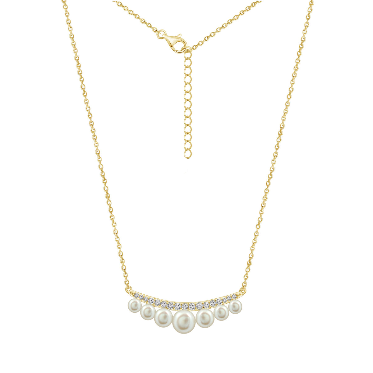 Curve Bar Pearl Pendant Necklace