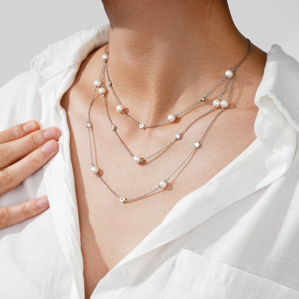 Pearl Layer Station Necklace