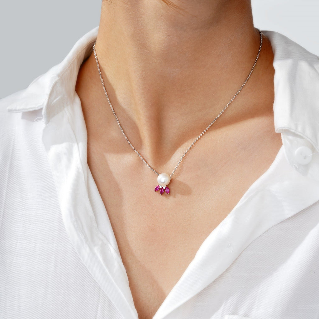 Ocean Gift Pearl with CZ Accents Necklace