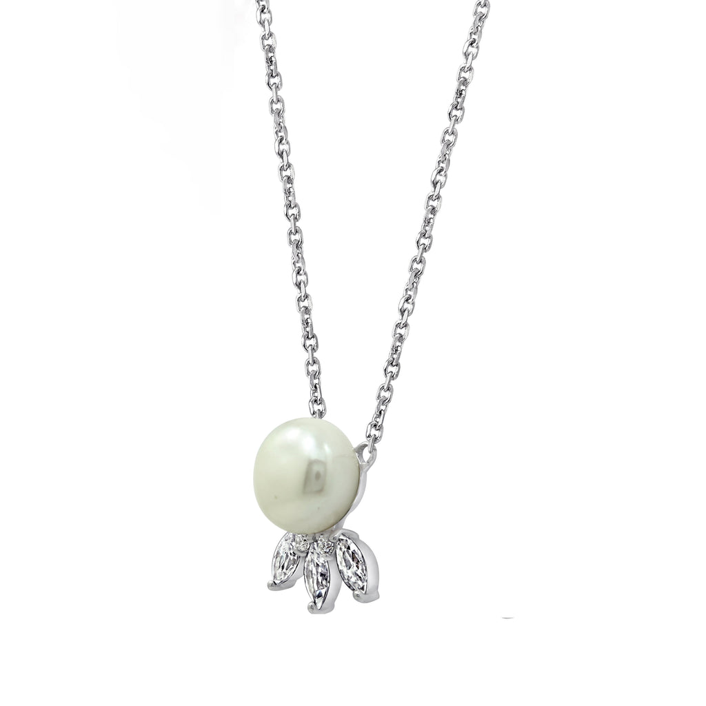 Ocean Gift Pearl with CZ Accents Necklace