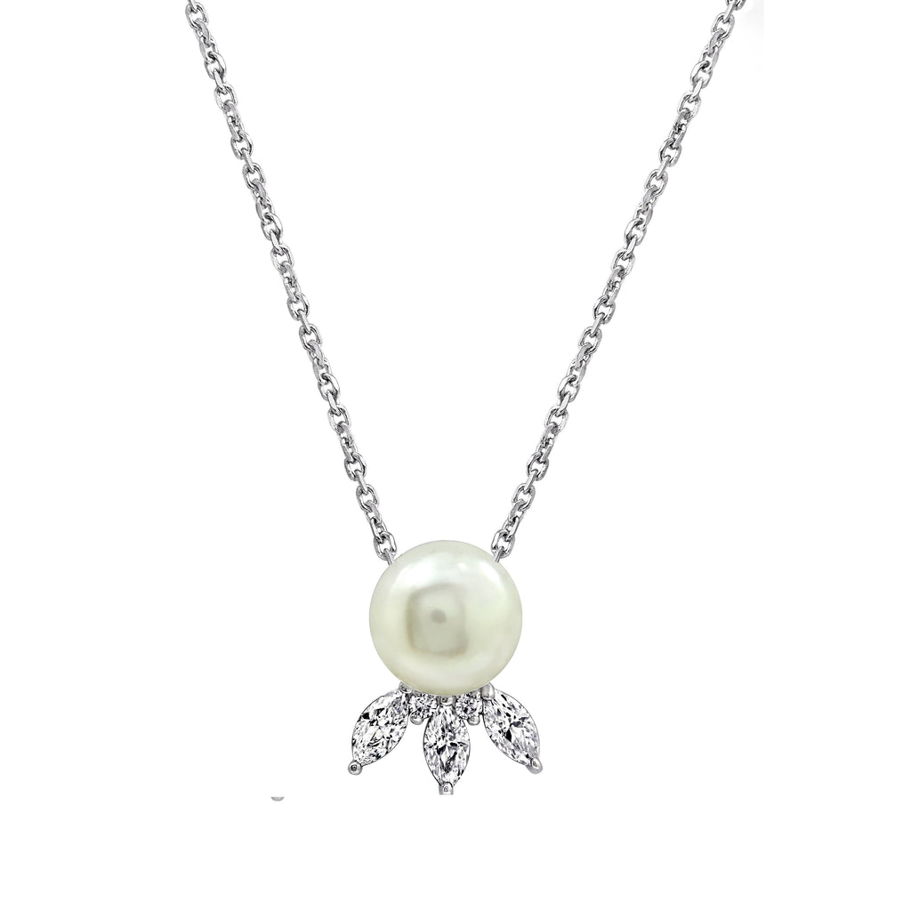 Ocean Gift Pearl with CZ Accents Necklace