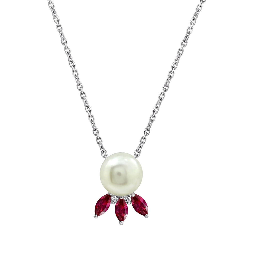 Ocean Gift Pearl with CZ Accents Necklace