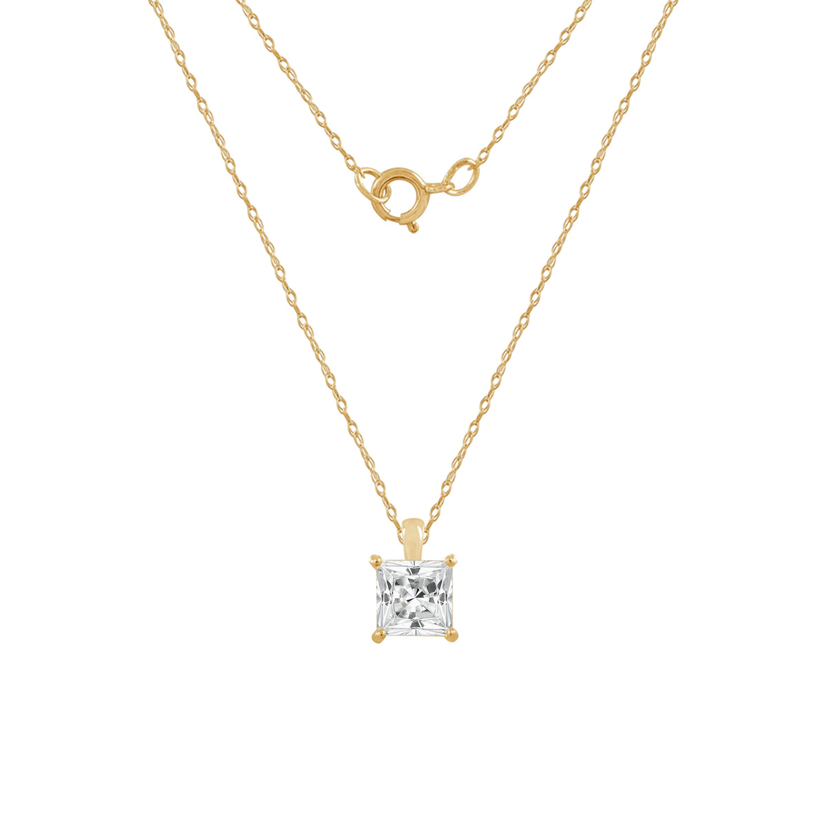 14K Solid Gold Solitaire Necklace