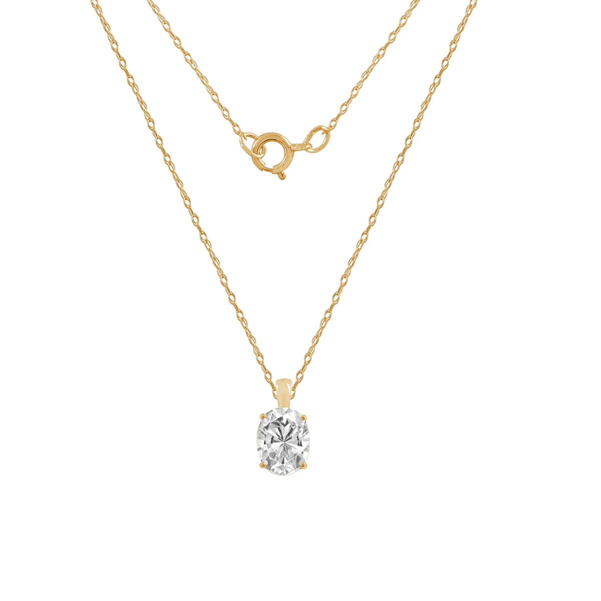 14K Solid Gold Solitaire Necklace