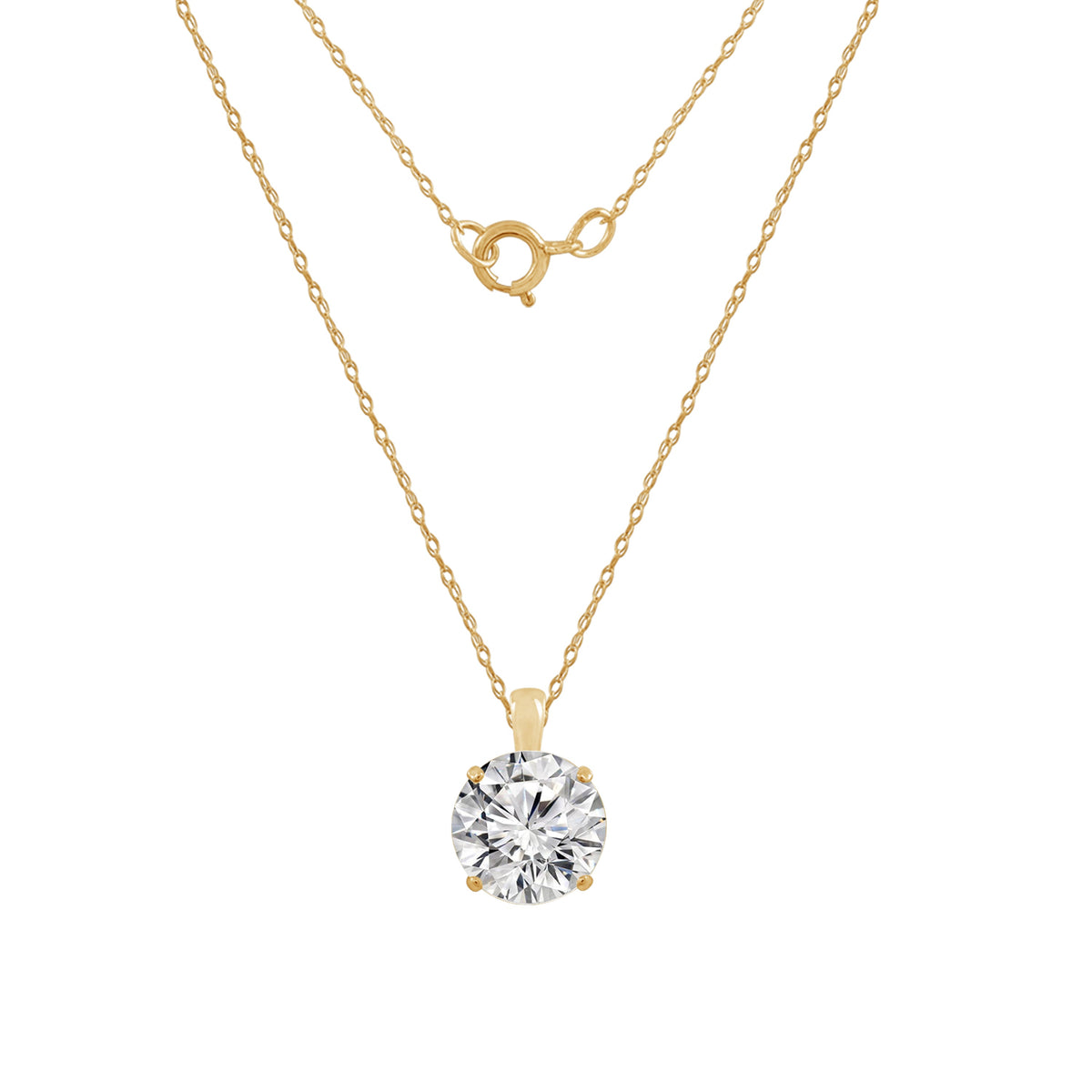 14K Solid Gold Solitaire Necklace