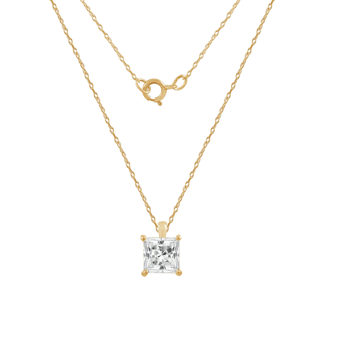 10K Solid Gold Solitaire Necklace