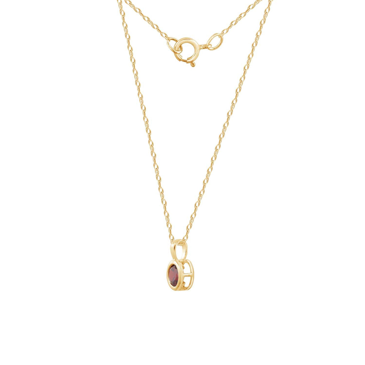 10K Solid Gold Bezel Birthstone Pendant Necklace