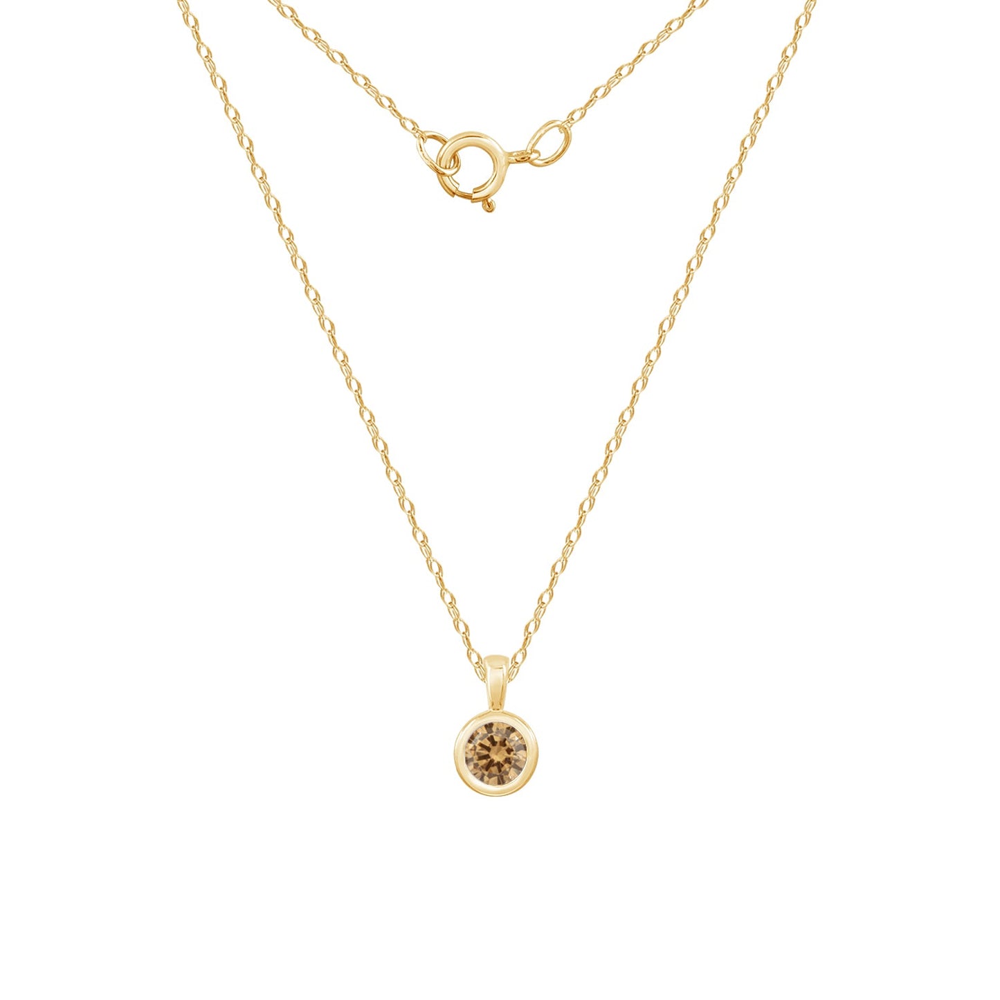 10K Solid Gold Birthstone Pendant Necklace