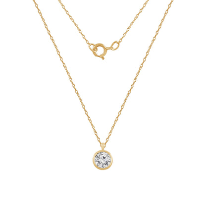 Solid Gold Bezel Solitaire Necklace