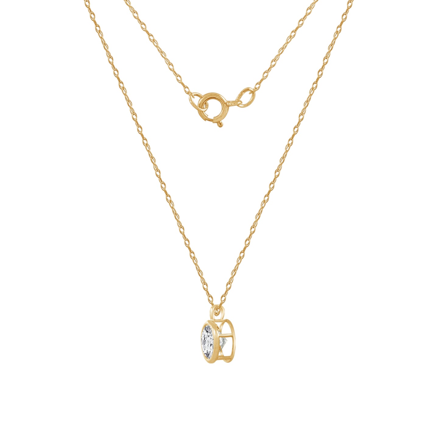 Solid Gold Bezel Solitaire Necklace