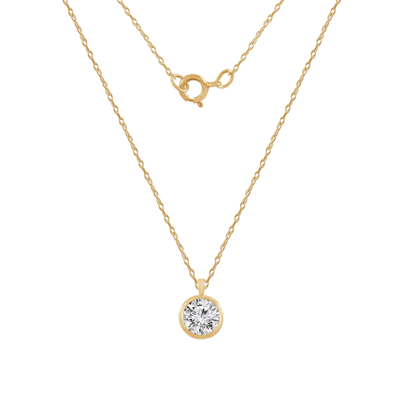 Solid Gold Bezel Solitaire Necklace