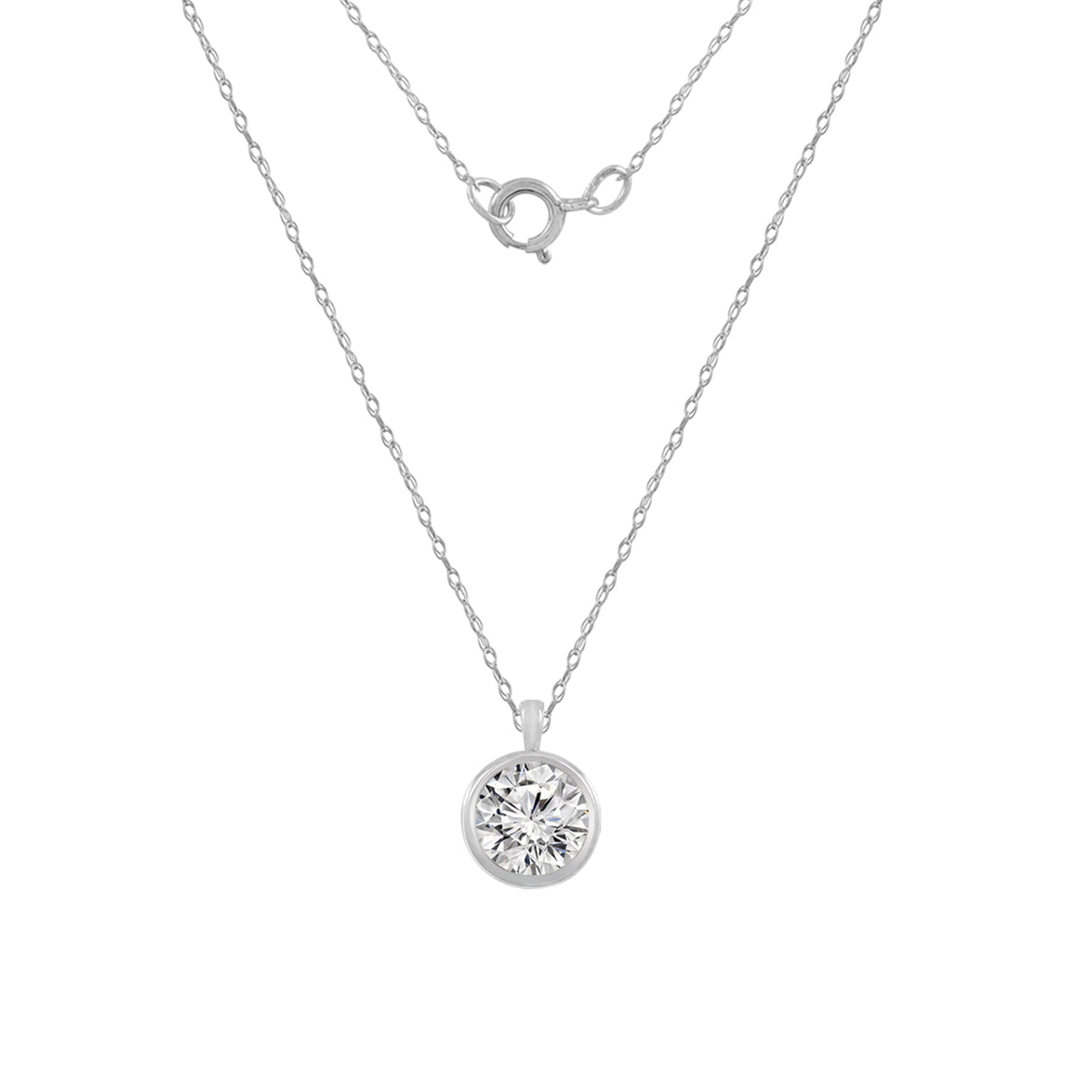 Solid Gold Bezel Solitaire Pendant Necklace