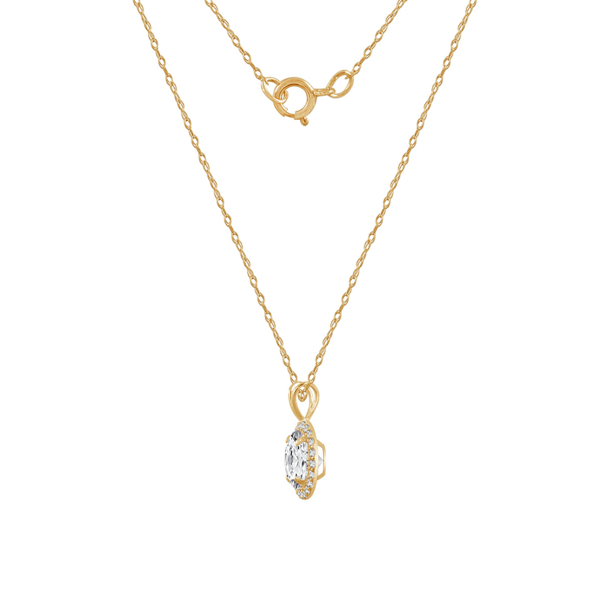 Solid Gold Halo Pendant Necklace