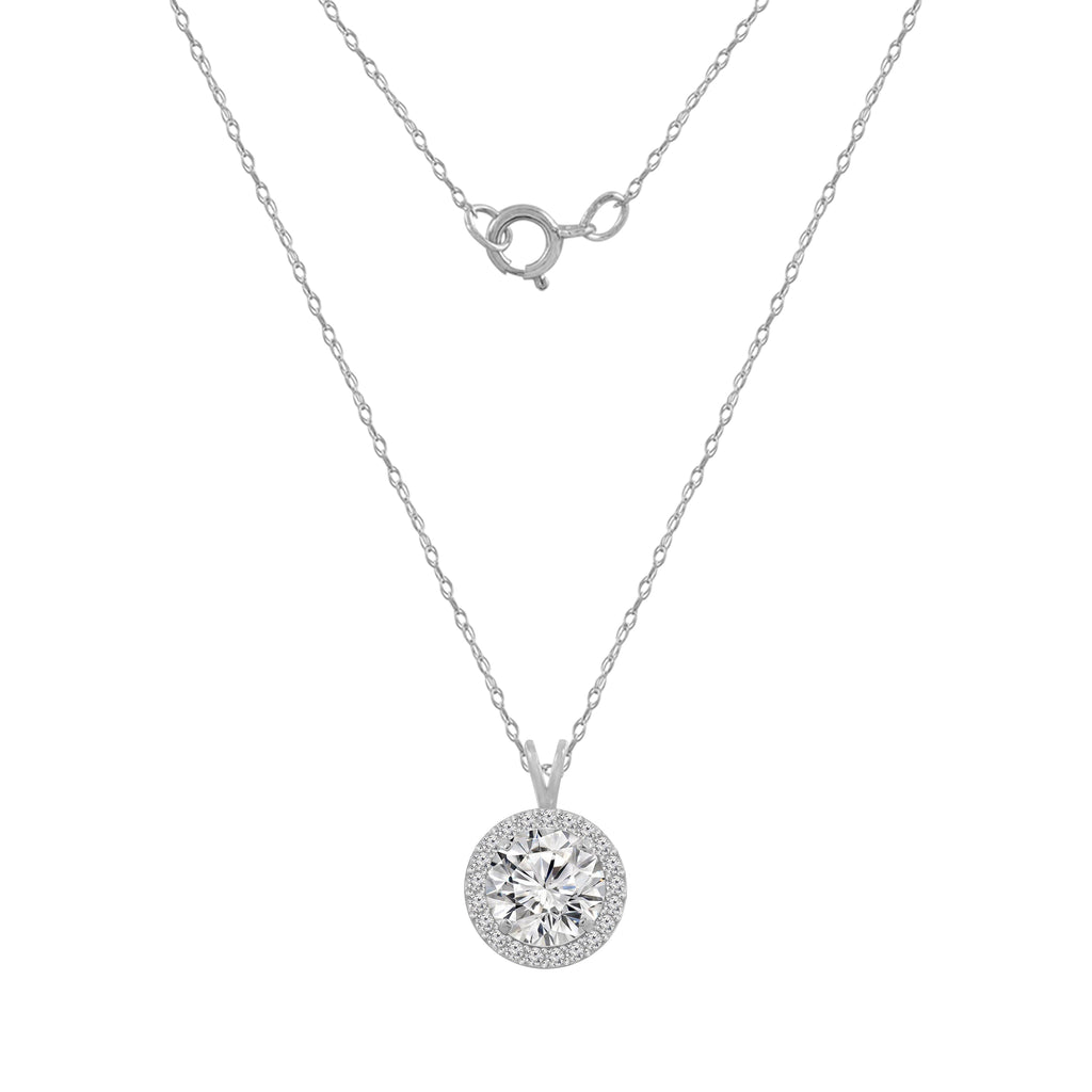 Solid Gold Halo Pendant Necklace