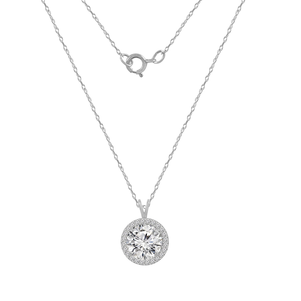Solid Gold Halo Pendant Necklace