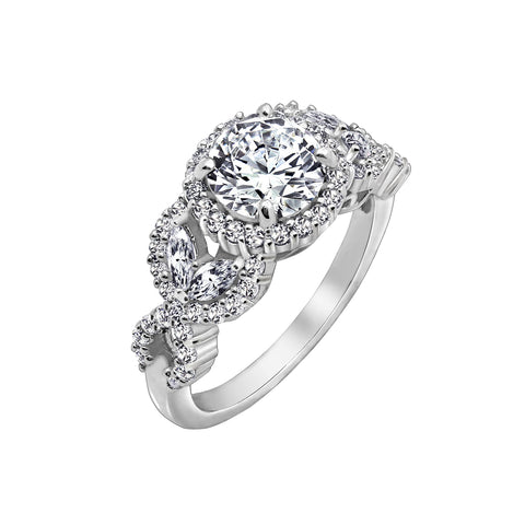 Round Halo Marquise Side Hollow Ring