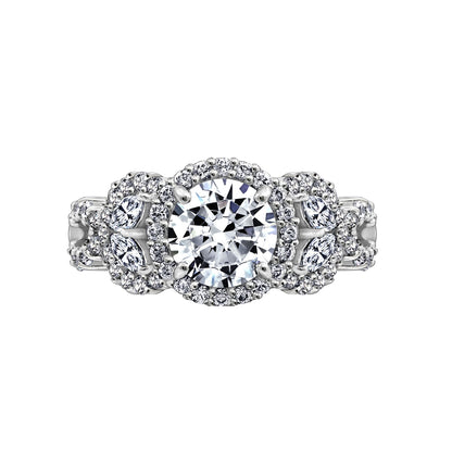 Round Halo Marquise Side Hollow Ring