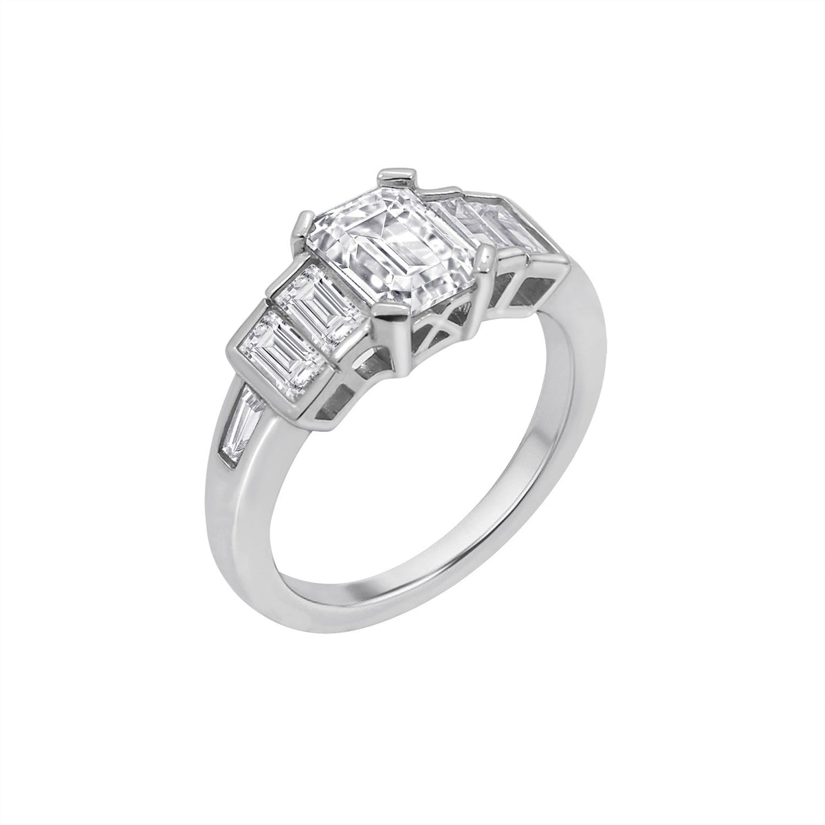 Tapered Emerald Cut Ring