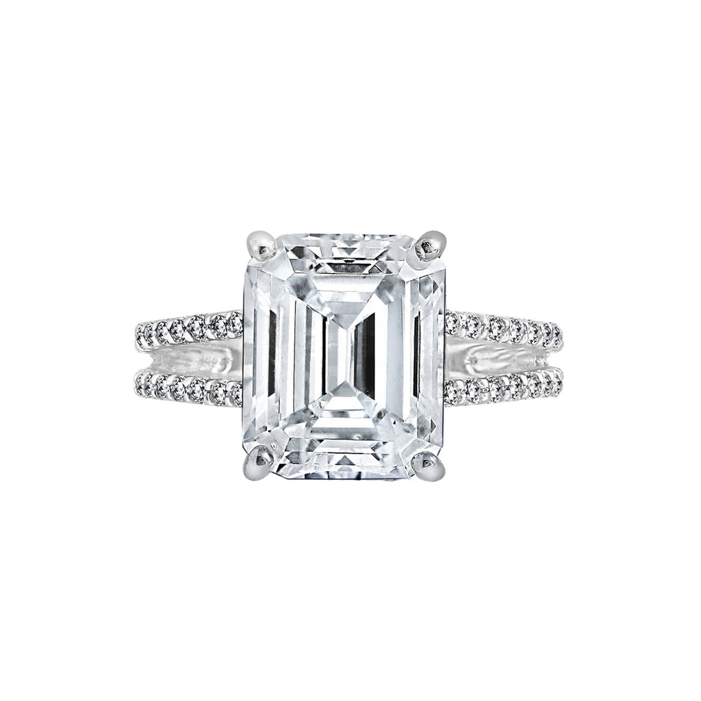 Emerald Cut Split-Shank Ring