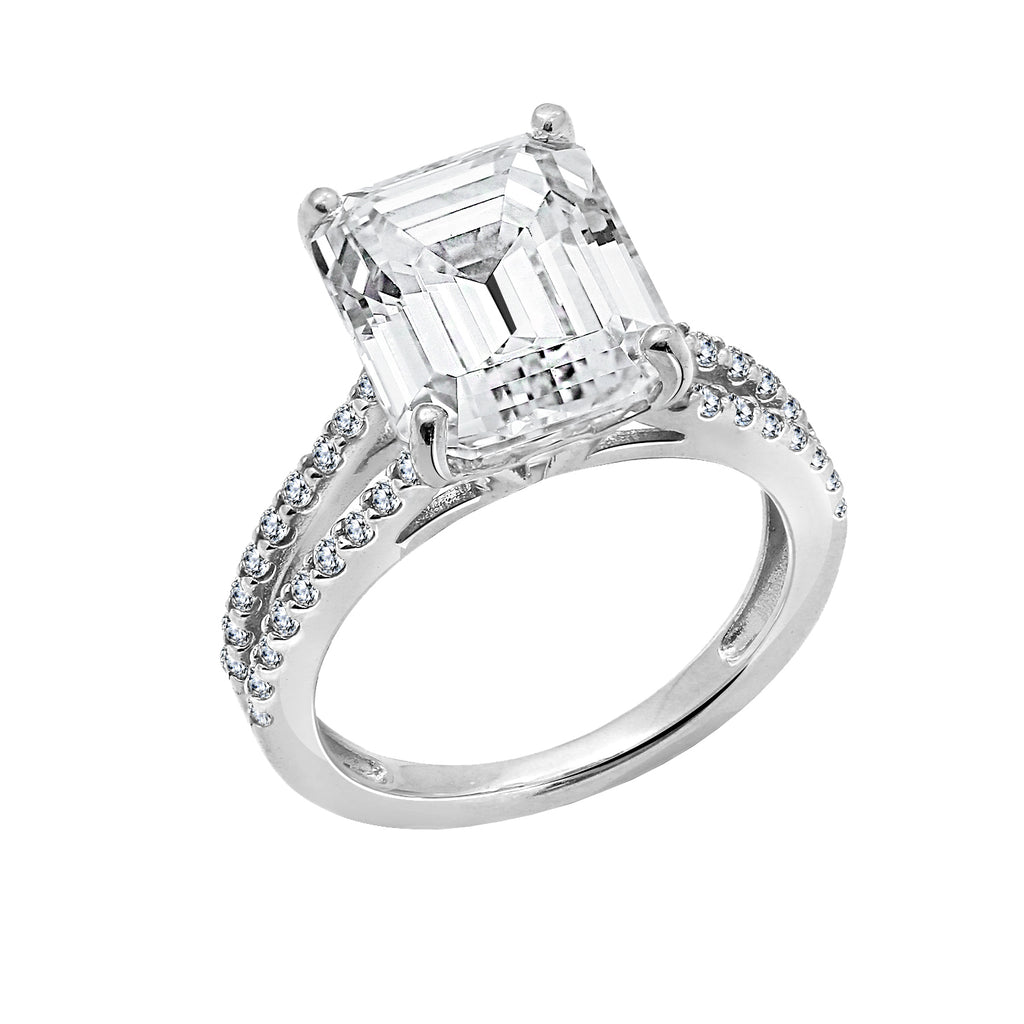 Emerald Cut Split-Shank Ring