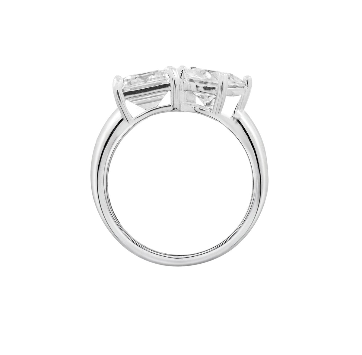 Oval and Emerald Cut Double Stone Ring