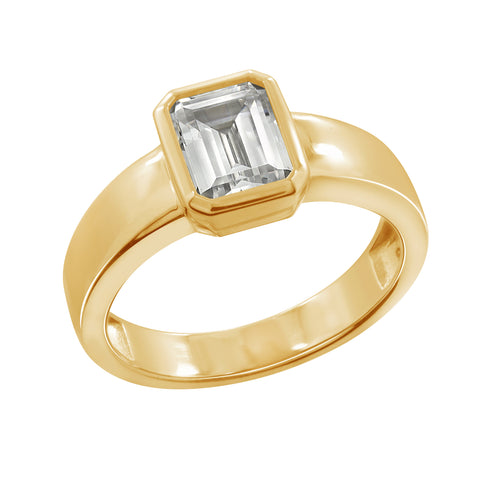 Emerald Bezel Engagement Ring