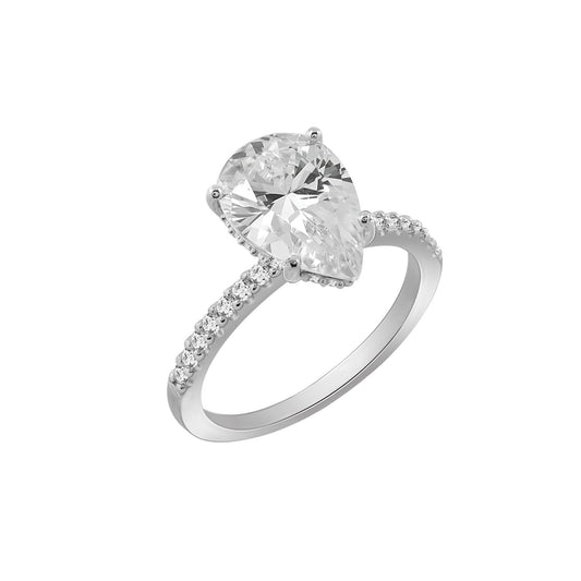 Cubic Zirconia Pear Cut Engagement Ring
